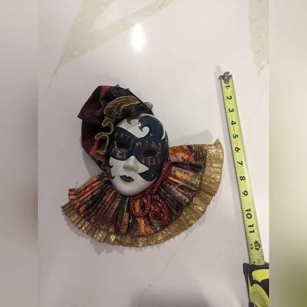 Handmade Venetian Italian Ceramic Fabric Hanging Wall Decor Mask